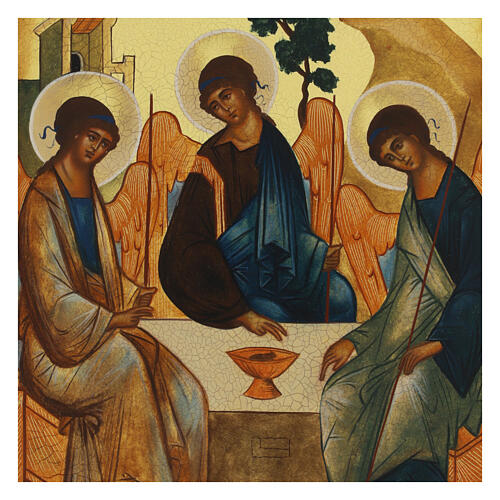 Trinità Antico Testamento icona russa dipinta 18x24 cm 2