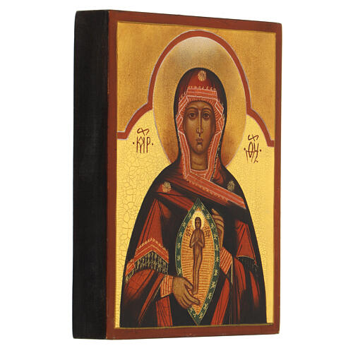 Russian icon Mother of God with Child in womb 14x10 cm 3