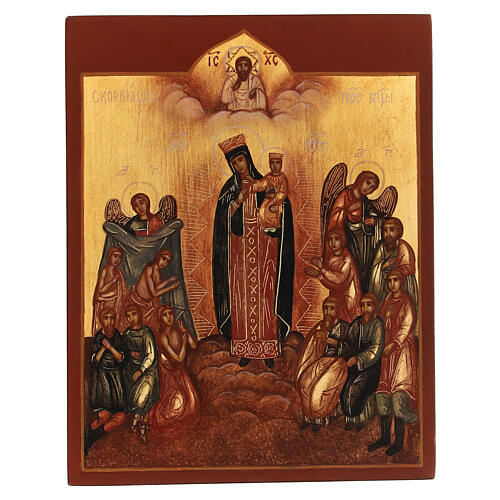 Icona dipinta Madonna Gioia di tutti gli afflitti Russia 14x10 cm 1
