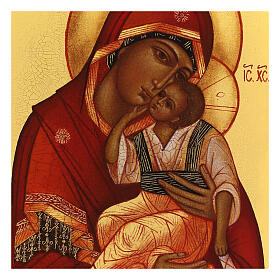 Russische gemalte Ikone Madonna von Jachroma, 14x10 cm