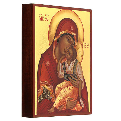 Icona dipinta russa Madonna di Jachroma 14x10 cm 3