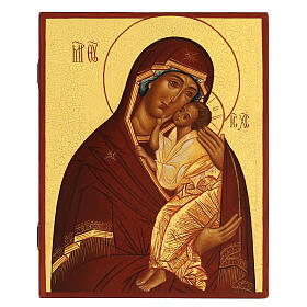Icono ruso Virgen de Jaroslav pintado 24x18 cm