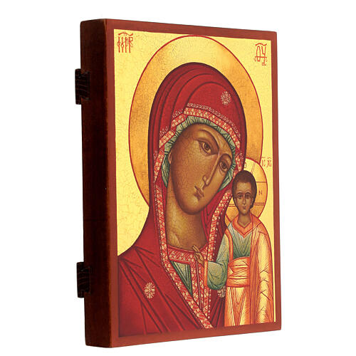 Ícone Mãe de Deus de Cazã russo pintado 24x18 cm 3