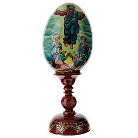 Oeuf russe peint à la main Résurrection Christ hauteur totale 43 cm