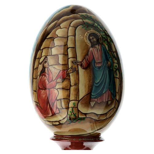 Uovo russo dipinto a mano Resurrezione Cristo altezza totale 43 cm 2