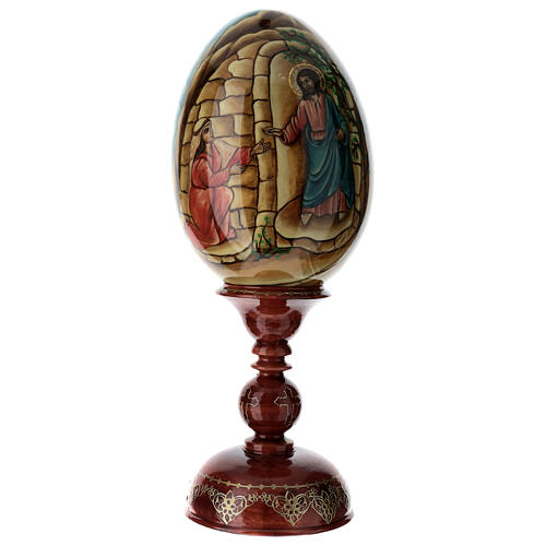 Uovo russo dipinto a mano Resurrezione Cristo altezza totale 43 cm 3
