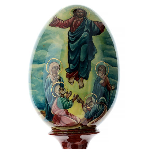 Uovo russo dipinto a mano Resurrezione Cristo altezza totale 43 cm 4