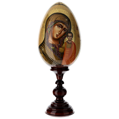 Oeuf Notre-Dame de Kazan russe peint à la main qualité iconographique h 40 cm 1