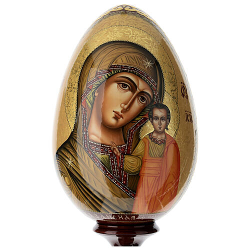 Oeuf Notre-Dame de Kazan russe peint à la main qualité iconographique h 40 cm 2