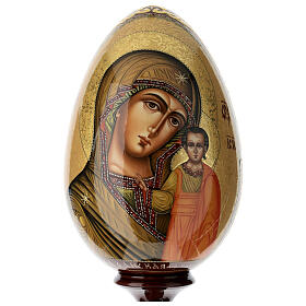 Uovo Madonna di Kazan russo dipinto a mano qualità iconografica h 40 cm