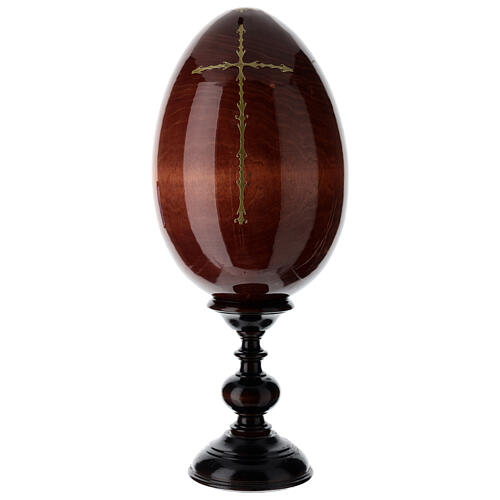 Uovo con piedistallo russo dipinto a mano Madonna di Vladimir 37 cm 5