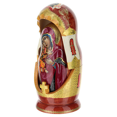 Matryoshka doll, Virgin of Vladimir, painted wood, 10 in 3