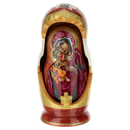 Poupée russe Mère de Dieu de Vladimir en bois peint 25 cm 1