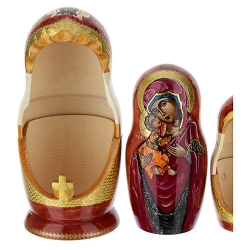 Poupée russe Mère de Dieu de Vladimir en bois peint 25 cm 4