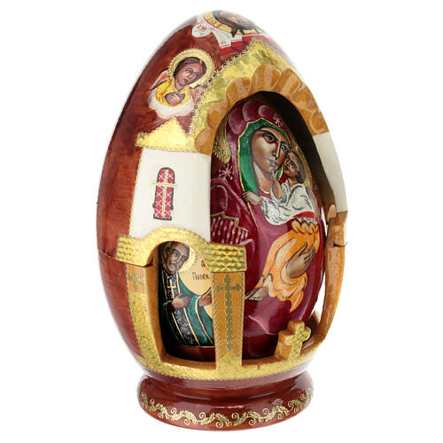 Russian wooden egg, Yaroslavl Mother of God, 10 in 5