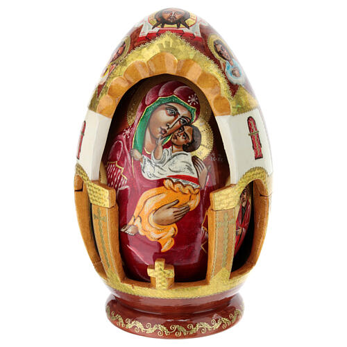 Russian egg Madonna Yaroslavskaya in wood 25 cm 1