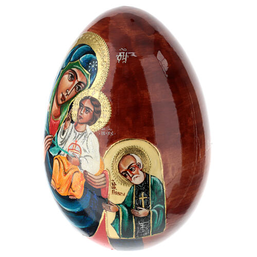 Hand-painted wooden egg, Our Lady of the Lily, 10 in 6