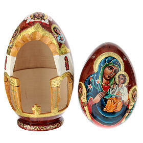 Uovo in legno dipinto a mano Madonna del Giglio Bianco 25 cm