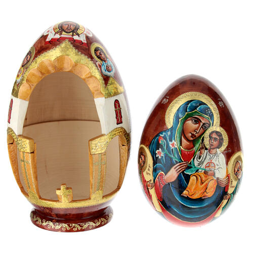 Uovo in legno dipinto a mano Madonna del Giglio Bianco 25 cm 2
