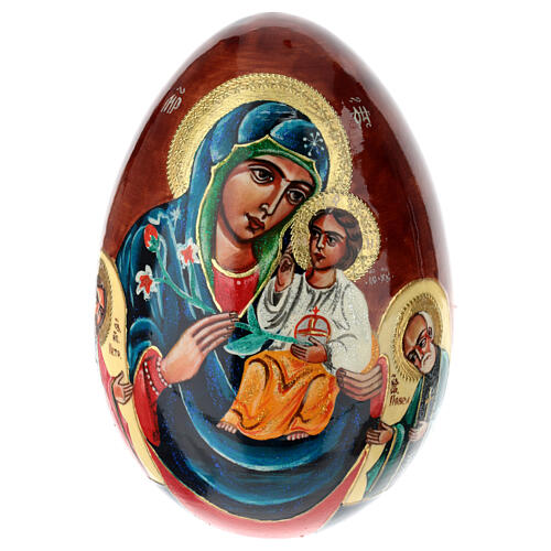 Uovo in legno dipinto a mano Madonna del Giglio Bianco 25 cm 4