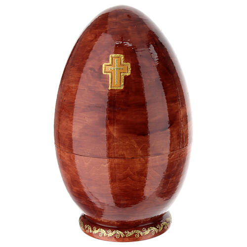 Uovo in legno dipinto a mano Madonna del Giglio Bianco 25 cm 9