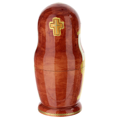 Matrjoschka aus Holz, handbemalt, „Gottesmutter von Iwersk“ – 25 cm 9