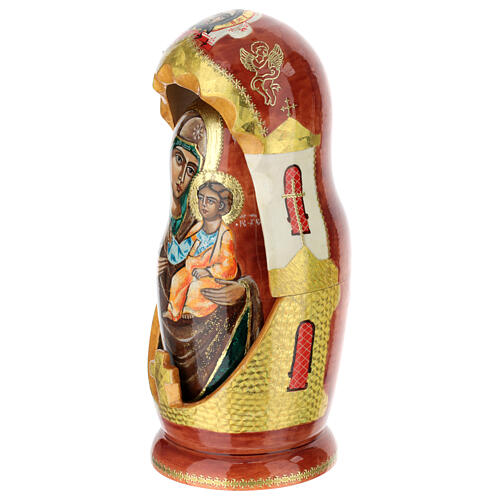 Hand-painted Matryoshka doll, Iveron Mother of God, 10 in 3