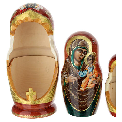 Hand-painted Matryoshka doll, Iveron Mother of God, 10 in 4