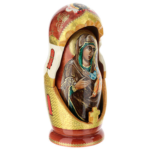 Hand-painted Matryoshka doll, Iveron Mother of God, 10 in 5