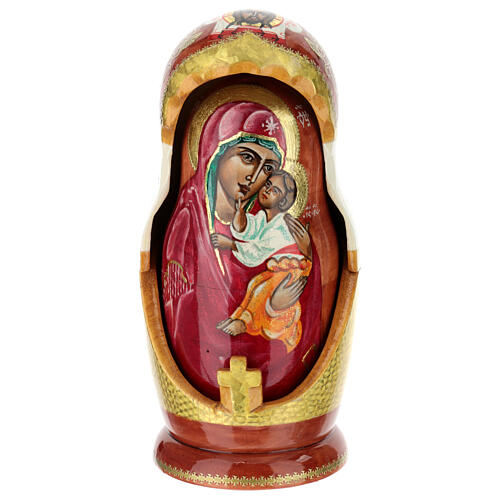 Hand-painted wooden Russian doll, Yaroslavl Mother of God, 10 in 1