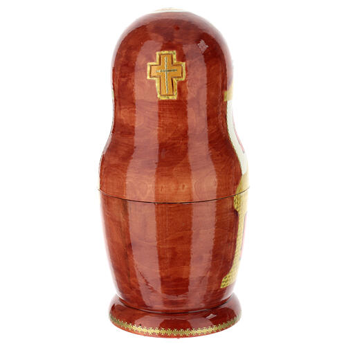 Hand-painted wooden Russian doll, Yaroslavl Mother of God, 10 in 9
