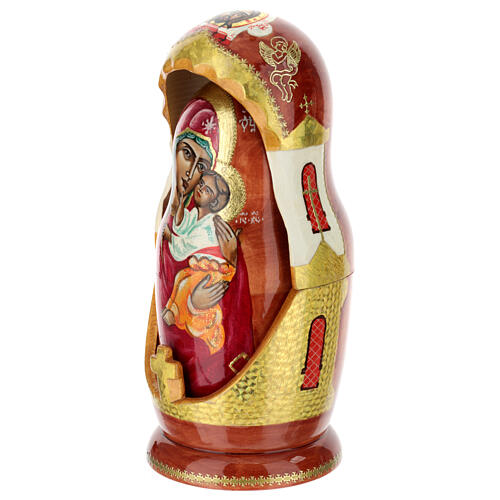 Matrioska de madera pintada a mano Virgen Jaroslavskaya 25 cm 3