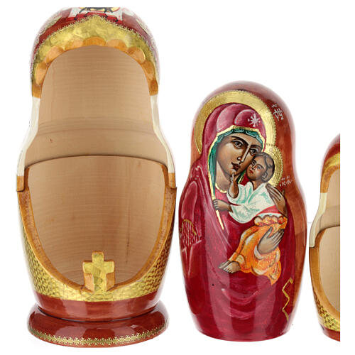 Matrioska de madera pintada a mano Virgen Jaroslavskaya 25 cm 5