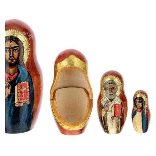 Matrioshka de madeira pintada à mão Mãe de Deus de Yaroslavl 25 cm 7