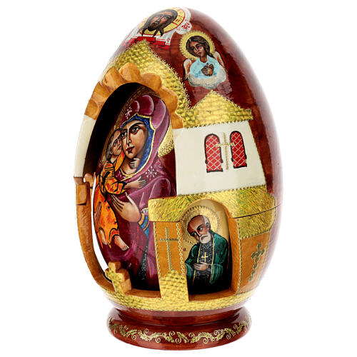 Oeuf russe peint Notre-Dame de Vladimir 30 cm 3
