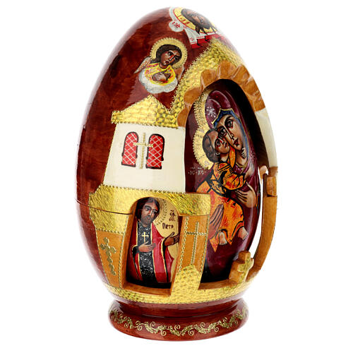 Oeuf russe peint Notre-Dame de Vladimir 30 cm 5