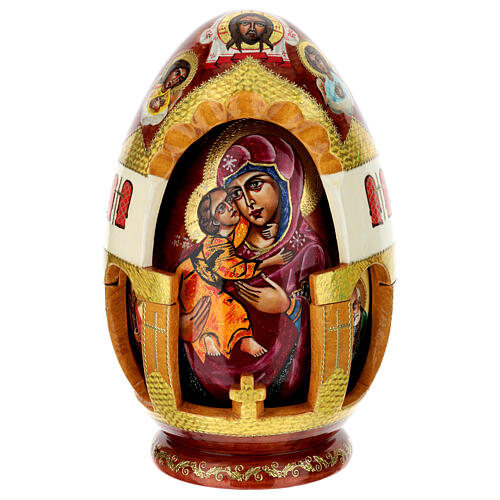 Russian painted egg Madonna Vladimirskaya 30 cm 1
