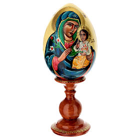 Huevo iconográfico fondo nata Virgen del Lirio Blanco 20 cm