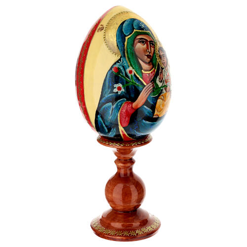 Huevo iconográfico fondo nata Virgen del Lirio Blanco 20 cm 4