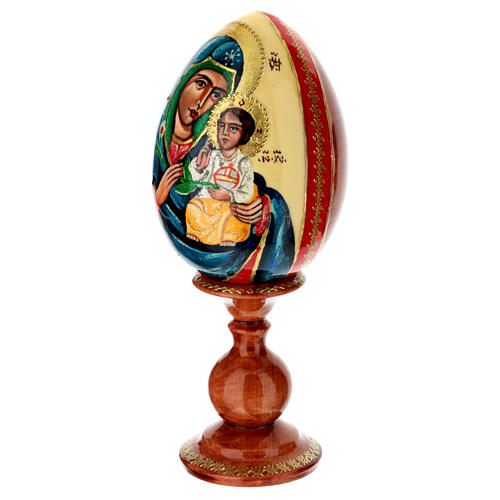 Uovo iconografico sfondo panna Madonna del Giglio Bianco 20 cm 3
