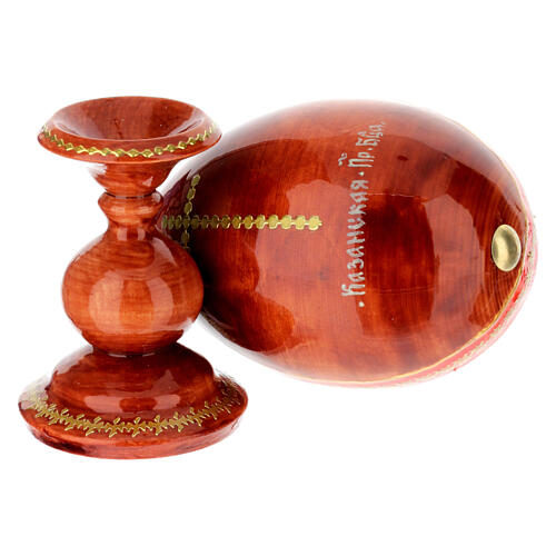 Ei-Ikone aus Holz, hellblauer Hintergrund, „Gottesmutter von Kasan“ – 20 cm 5