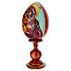 Hand-painted wooden egg, Virgin of Vladimir, light blue background, 8 in s3
