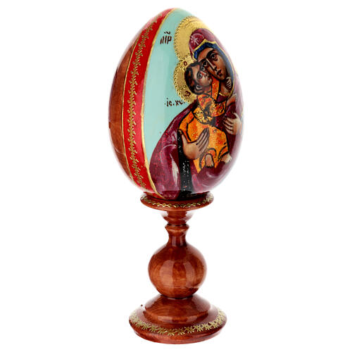 Jajko z drewna, Madonna Vladimirskaya, tło błękitne, 20 cm 4