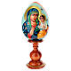Uovo iconografico Madonna del Giglio Bianco dipinto su sfondo celeste 20 cm s1