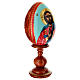Uovo in legno dipinto con Cristo Pantocratore su sfondo celeste 20 cm s4
