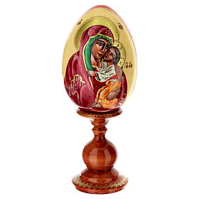 Hand-painted egg with Yaroslavl icon of the Mother of God, ivory-coloured background, 8 in