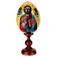 Oeuf en bois peint main Christ Pantocrator sur fond crème 30 cm s1