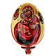 Wooden egg with hand-painted icon, Vladimir Mother of God and angels on ivory-coloured background, 12 in s2