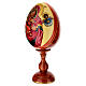 Wooden egg with hand-painted icon, Vladimir Mother of God and angels on ivory-coloured background, 12 in s3