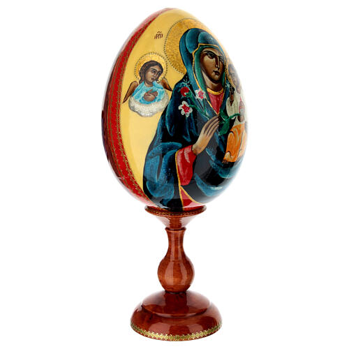 Huevo icono Virgen del Lirio Blanco pintado a mano 30 cm 4